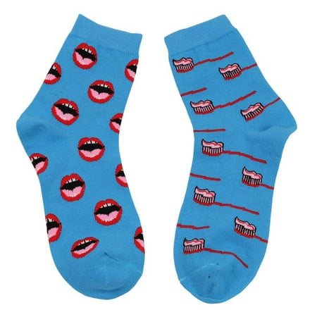 

Winter Autumn High Ankle Socks In Tube Sock Cotton Teeth and Toothbrush Women Men Socks (Blue)