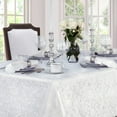thumbnail image 6 of Newbridge Portofino Scalloped Damask Fabric Tablecloth, Wrinkle and Stain Resistant Fine Dining and Holiday Tablecloth, 52 Inch x 52 Inch Square, White, 6 of 7