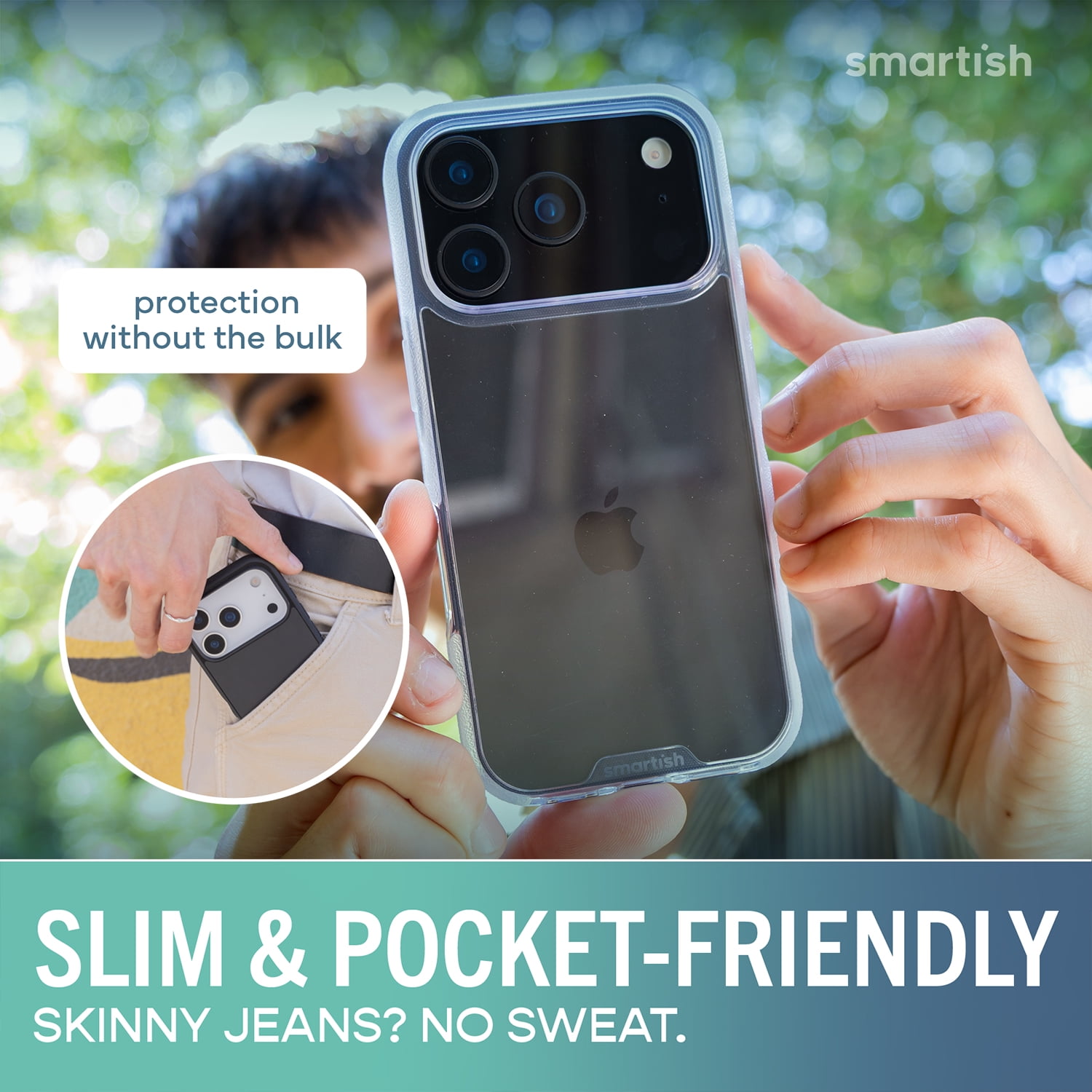 Smartish® iPhone 17 Pro Clear Case - Gripmunk [Lightweight + Protective] Anti-Yellowing Slim Case - Drop Tested Ultra Thin Grip Cover for Apple iPhone 17 Pro - Clearly Clear
