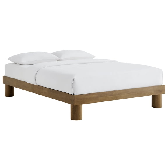 Platform Bed Frame, Full, Oak Brown, Wood, Hotel Bedroom, Modern Contemporary, HB38226