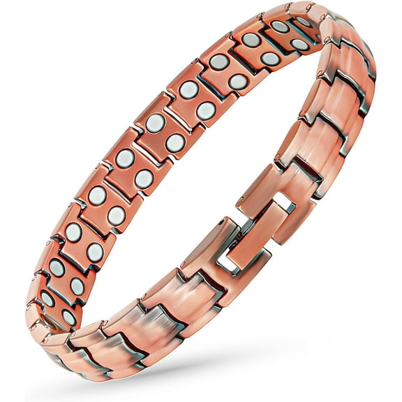 Wollet Magnetic Copper Bracelet for Women, with Double Magnets, Simple Elegant Jewelry, Christmas Gift, 7.6-8.''