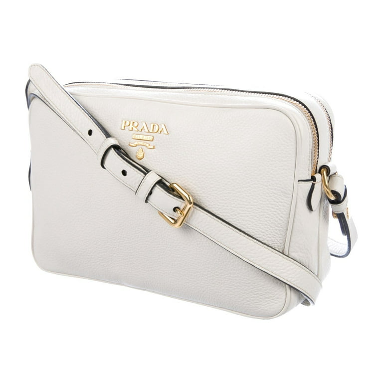 PRADA: crossbody bag in saffiano leather - White
