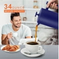 thumbnail image 2 of Secura French Press Coffee Maker, Double-Wall 304 Grade Stainless Steel Coffee Press with 2 Extra Screens, 34oz (1L), Blue, 2 of 8