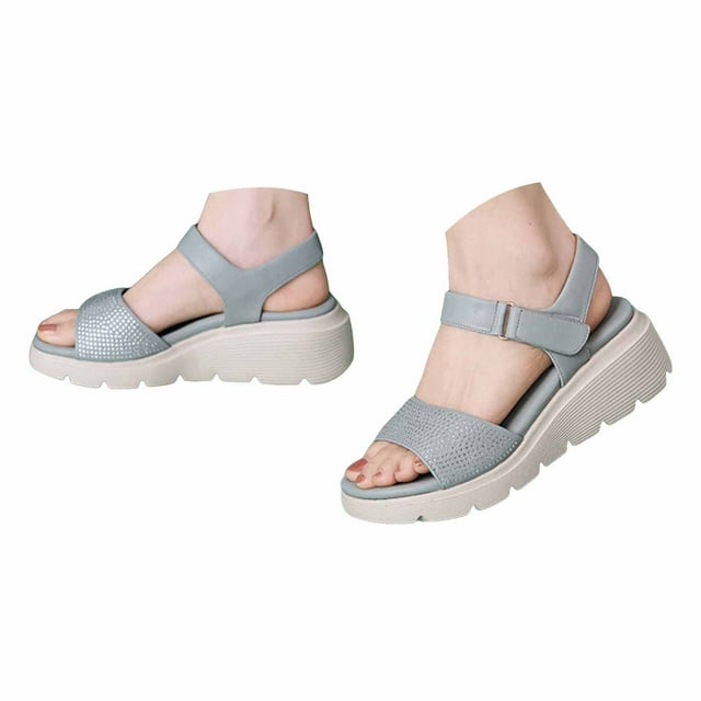 IUJSOY Sandales pour Femmes à Plateforme Compensée Chaussures de Marche Confort Assise Plantaire Décontractées à Bout Ouvert Chaussures de Plage