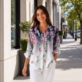 thumbnail image 2 of Women's Long Sleeve Button Down Shirt Casual Printed Blouse, 2 of 5
