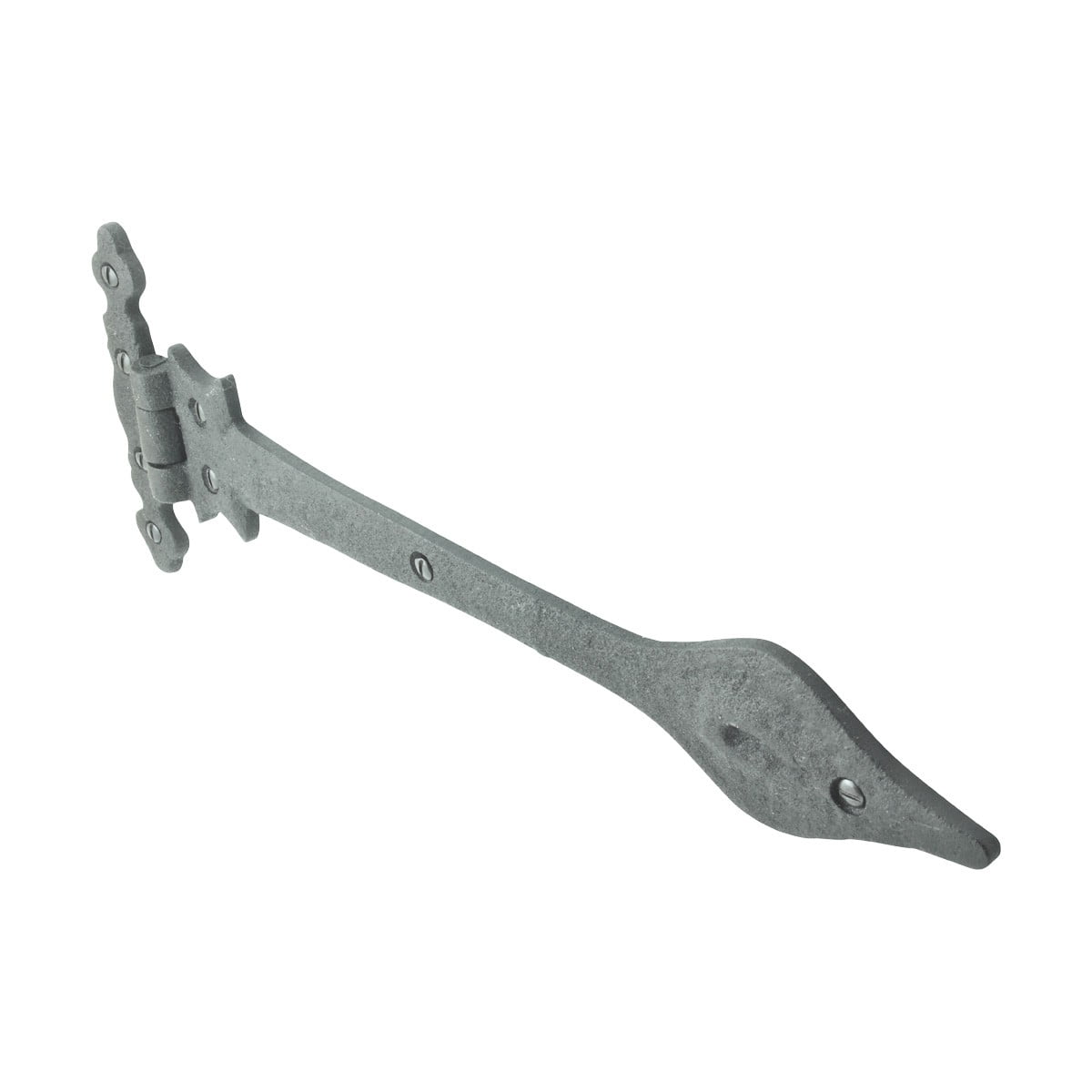 Renovators Supply Black Wrought Iron Strap Hinge 11-1/4 in Spear Tip Flush Mount Heavy Duty Strap Gate and Door Hinges w/Hardware