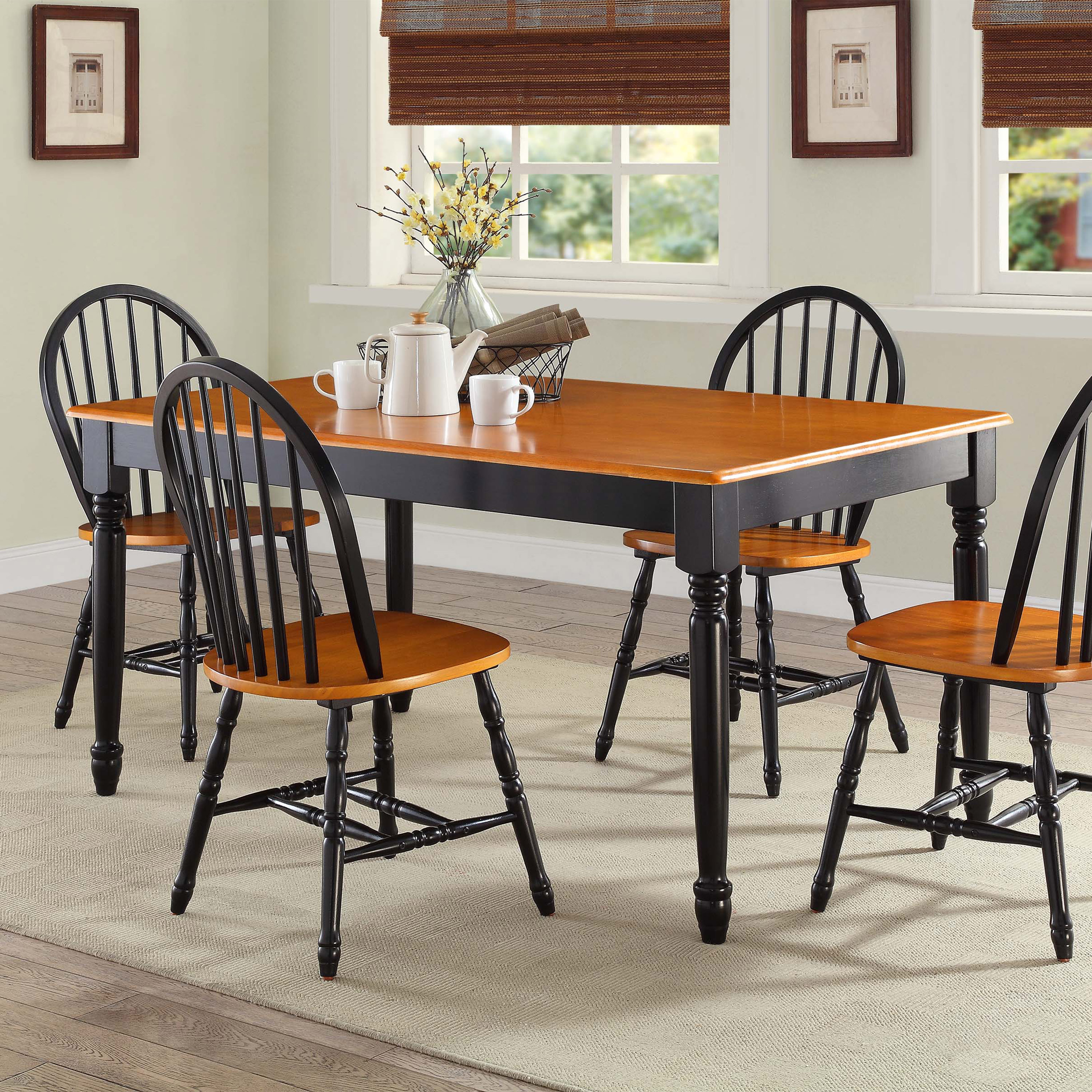 Better Homes and Gardens Autumn Lane Farmhouse 6-Piece Dining Set Bundle, Black and Oak - image 2 of 4