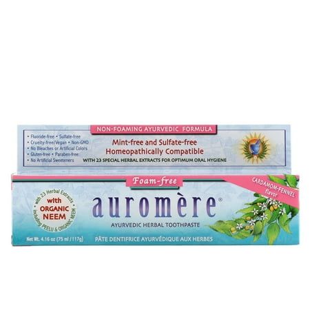 Auromere  Ayurvedic Herbal Toothpaste  Foam-Free  Cardamom-Fennel Flavor  4 16 oz  117 (Best Toothpaste Uk 2019)