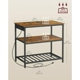 thumbnail image 6 of Kitchen Island with 3 Shelves, 39.4 Inches Width Kitchen Shelf with Power Strip, Large Worktop, Stable Steel Structure, Industrial, Easy to Assemble, 6 of 6