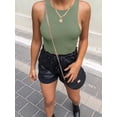 thumbnail image 4 of QJUHUNG Tank Bodysuit for Women Halter Neck Sleeveless Ribbed Bodysuit Basic Tank Tops, 4 of 8