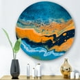 thumbnail image 2 of Designart 'Abstract Marble Composition In Orange and Blue IV' Modern Circle Metal Wall Art 11x11 - Disc of 11, 2 of 5