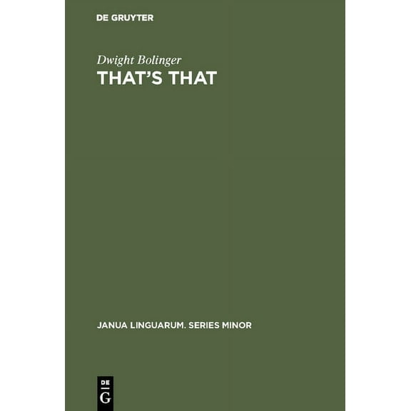 Janua Linguarum. Series Minor That's That, Book 155, (Hardcover)