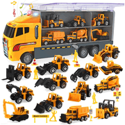 JoyStone 25 in 1 Construction Trucks Push and Go Car Carrier Truck Toy, Play Vehicles with Sounds… — $28.98 (42% off)