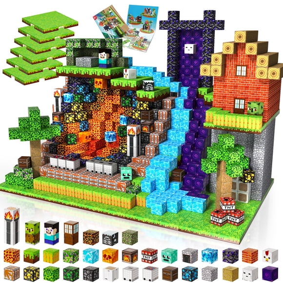 Bloques de construcción magnéticos ToyUnited 200 unidades con 6 placas base para niños de 3 años o más