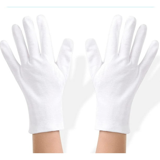 100 Percent Cotton Gloves for Dry Hands Eczema,10 Pairs White Cotton