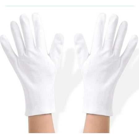 

White Cotton Gloves for Dry Hands White Cotton Gloves for Women Dry Hands Eczema Serving - Archival Coin Jewelry Inspection Gloves White Premium Cotton Gloves for Sleeping.