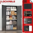 thumbnail image 4 of SOLAURA 71 In Metal Storage Cabinets with Locking Doors and Adjustable Shelves, Steel Storage Cabinet for Garage, Office, Classroom, Assemble Required(Black), 4 of 8