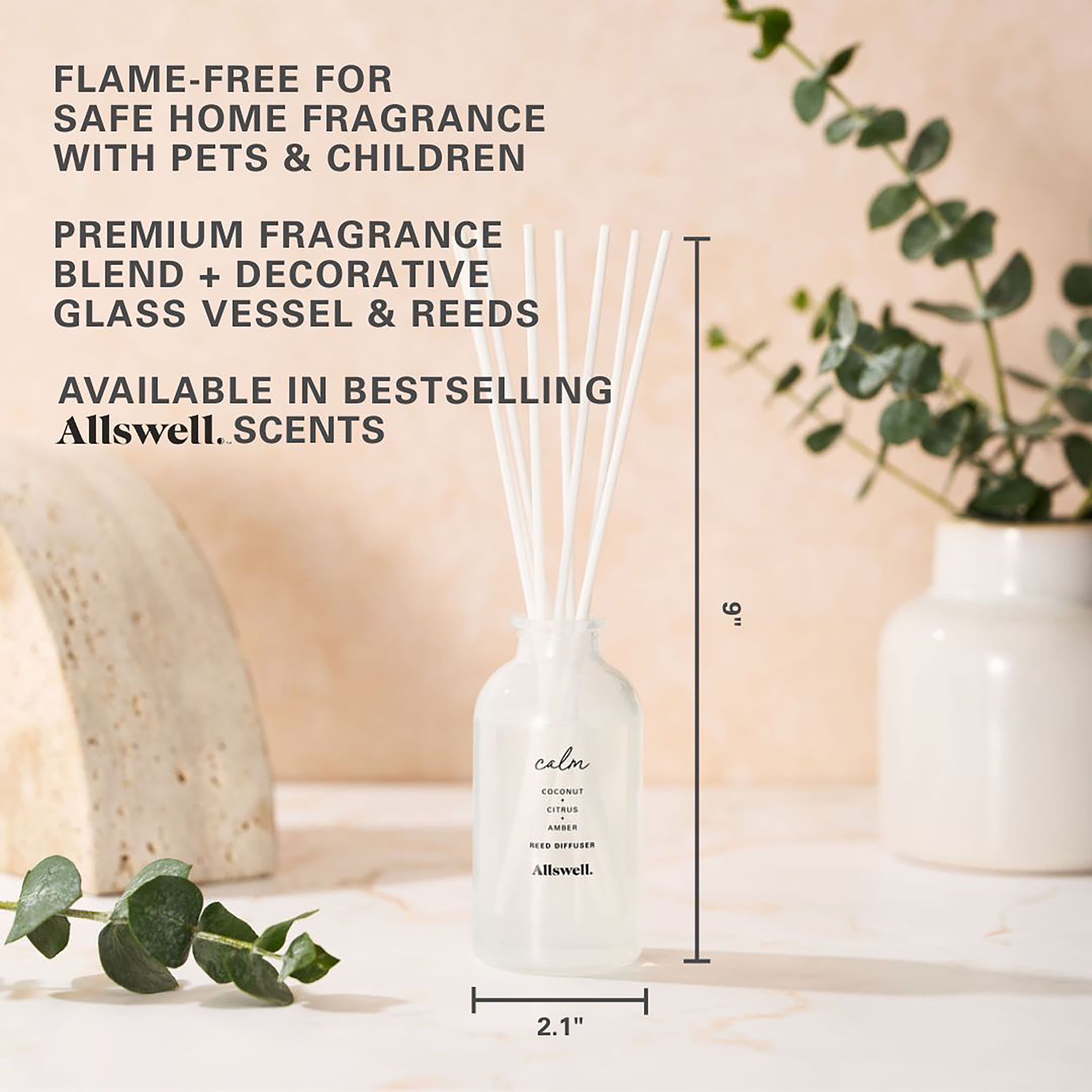 Allswell Calm (Coconut + Citrus + Amber) Scented Reed Diffuser 3