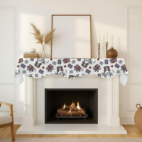 Christmas Holiday Fireplace Mantel Scarf | Postage | Mantle Runner
