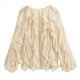 thumbnail image 4 of Blusa Informal Elegante para Mujer, de Larga, con Cuello en V y Volantes, Ideal para Oficina y Trabajo. Beige L, 4 of 10