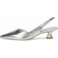 thumbnail image 2 of Franco Sarto Women's Devin Pointed Toe Kitten Heel Slingback Pump Silver 10W, 2 of 4