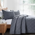 thumbnail image 2 of Peace Nest 2-Piece Reversible Pattern Quilted Coverlet Set, Dark Gray, Twin, 2 of 6