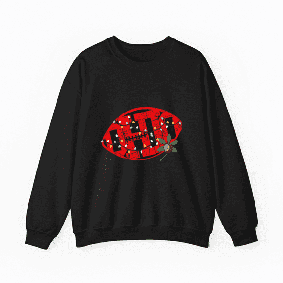 Sporty Vintage Ohio Football Shape Holiday Lights Graphic Sweatshirt for Men & Women, up to Size 5XL
