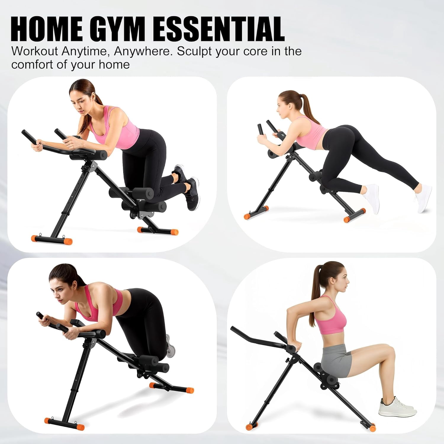 Foldable Ab Machine Trainer with Smart Display for Core Strength Workout at Home Gym