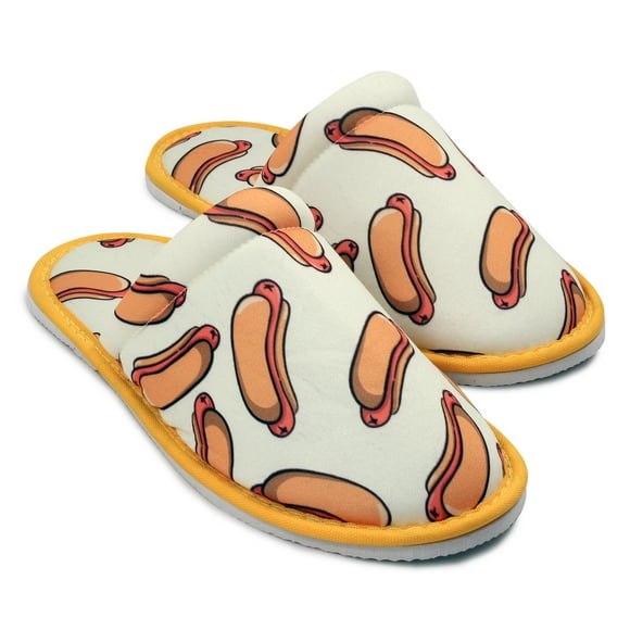 Chochili Men Hot Dog Home Slippers Beige Orange Lightweight Silent Walk