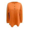 thumbnail image 4 of NMMUED Waffle Knit Tops for Women Fall Outfits Sweatshirts for Women Loose Fit Womens Tops Casual Outfits for Women Baggy Sweatshirt Womens Long Sleeve Tops Orange L, 4 of 5