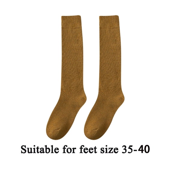 AWZXDE Thick Thermal Knee High Socks for Women Solid Color Ribbed Warm Knit Long Socks Soft Lined Socks for Cold Weather Daily Wear