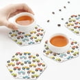 thumbnail image 7 of Pofeuu Cartoon Monster Trucks Print Leather Coasters Set of 6, Round Cups Mugs Mat Pad for Home Kitchen Heat Resistant Drink Coasters,Hexagon, 7 of 7