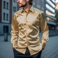 thumbnail image 4 of Camisas Para Hombre Manga Larga Camisa de manga larga con solapa de color sólido y a la moda informal para hombre (Yellow, S), 4 of 5