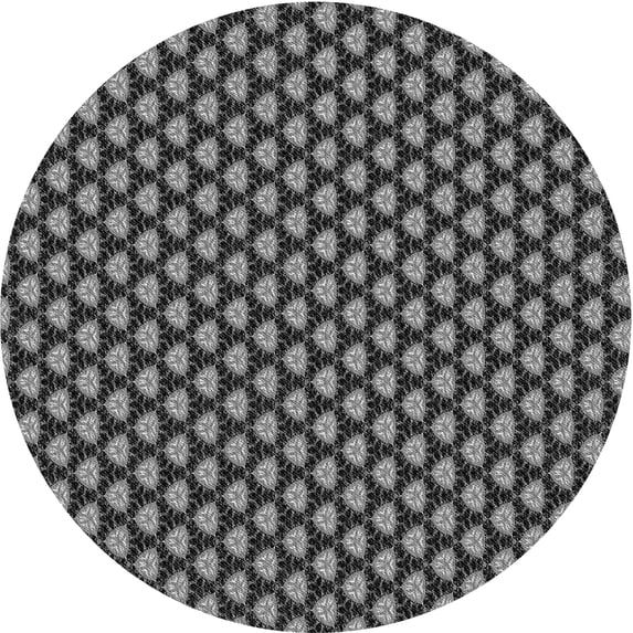 Ahgly Company Machine Washable Indoor Round Transitional Charcoal Black Area Rugs, 3' Round