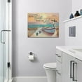 thumbnail image 3 of Sea Turtle Boat Pictures Wall Art Beach Coastal Bathroom Wall Decor Ocean Nautical Canvas Prints Painting Beach Decorations Framed Artwork for Bathroom Living Room Bedroom 16''''x12'''', 3 of 5