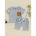 thumbnail image 2 of Suealasg Toddler Boy Summer Outfits 2Pcs Baby Boy Clothes Set Short Sleeve T-Shirts Tops Elastic Shorts Set 1T 2T 3T Infant Boy Beach Clothing, 2 of 7