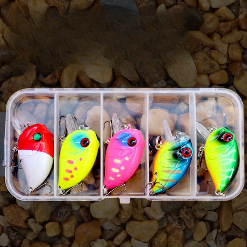 5PC Fishing Lures Jigs Rock Fishing Minnow Bait Plastic with Hook Small Steel Beads