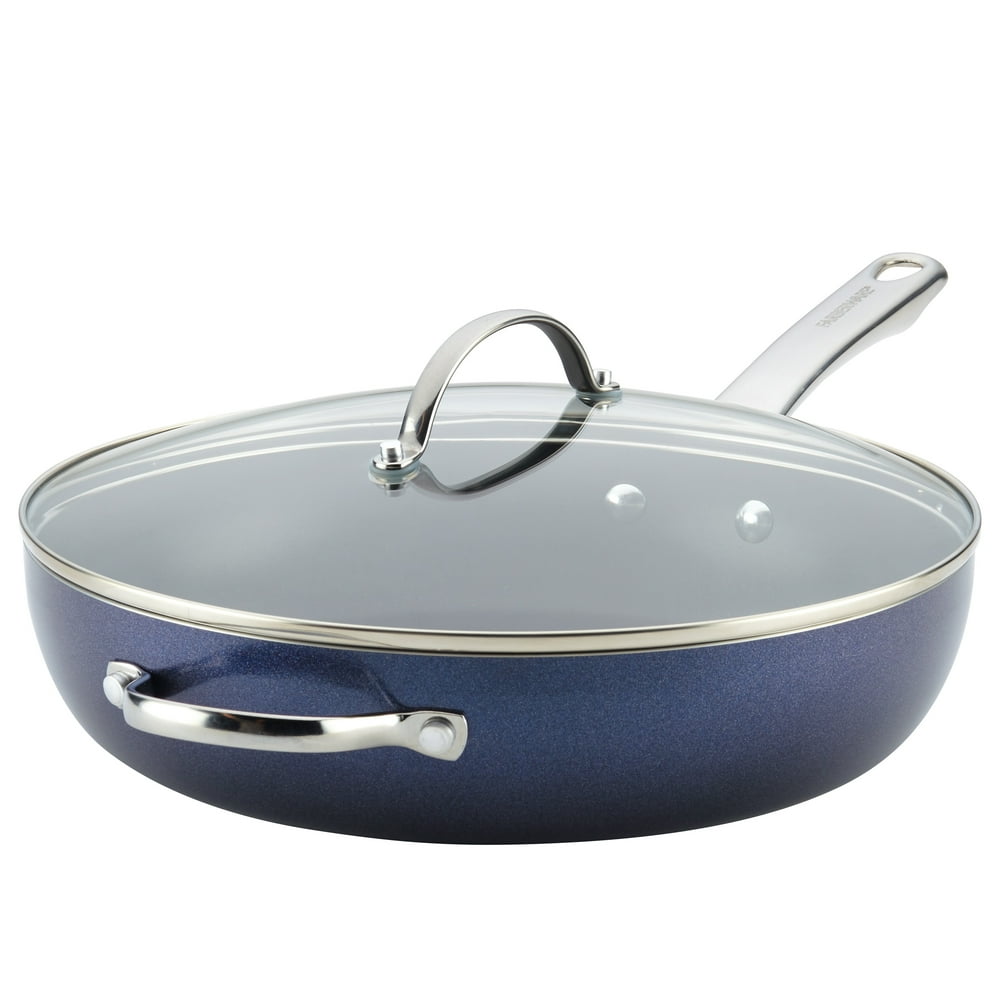 Farberware Luminescence Aluminum Nonstick Covered Deep Skillet, 12Inch