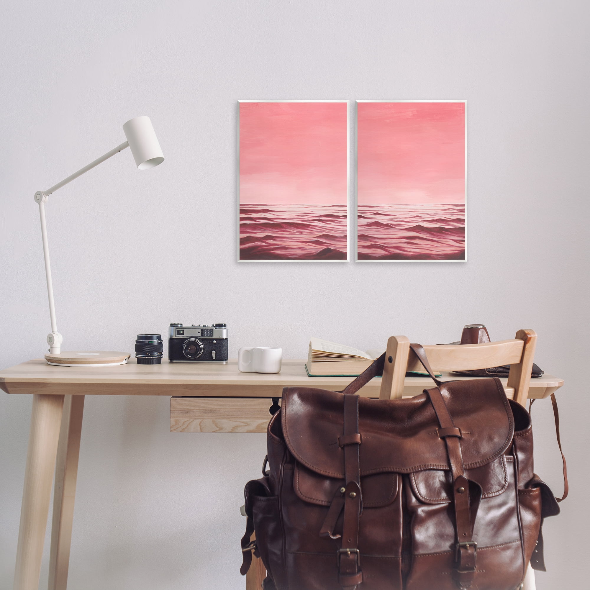 Stupell Industries Pink Calm Seascape Nautical & Beach Painting Unframed Art Print Wall Art, 11 x 14, Set of 2