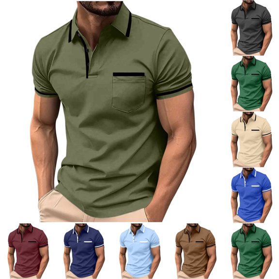 ZUBMGKTE Men's Lightweight Solid Color Button Up Short Sleeve Casual Shirt With Pocket Versatile Daily Woven Top Big & Tall S-3XL