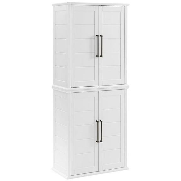 Crosley Furniture Bartlett Wood Stackable Storage Pantry in White (Set of 2)