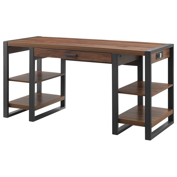 60" Wood Computer Desk Dark Walnut