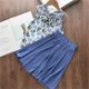 thumbnail image 3 of Gibobby Conjunto de sudadera para Niñas Conjunto de ropa de 2 uds, pantalones holgados de gasa, camiseta Floral sin mangas para Niñass pequeñas y bebés(Azul, 5-6 Años), 3 of 5