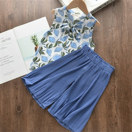 

Hunpta Toddler Kids Baby Girls Sleeveless Floral T Shirt Tops Chiffon Loose Pants 2PCS Outfits Clothes Set