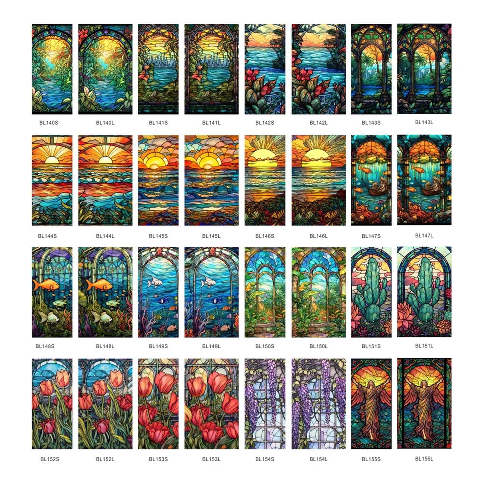 Window Privacy Film 40/60x100cm Colorful Retro Flower Birds Window Glass Electrostatic Stickers Removable Window Privacy Stained Decorative Film