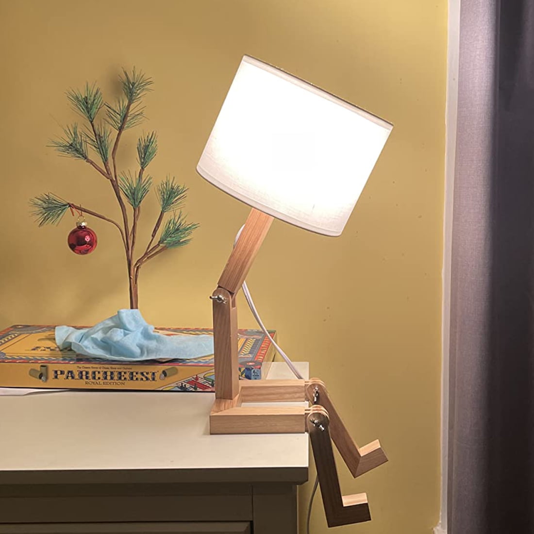 Elinkume Robot Desk Lamp Adjustable Bedlight, 17 inch Home Living Room Desk Lamp (Excluding Bulbs)
