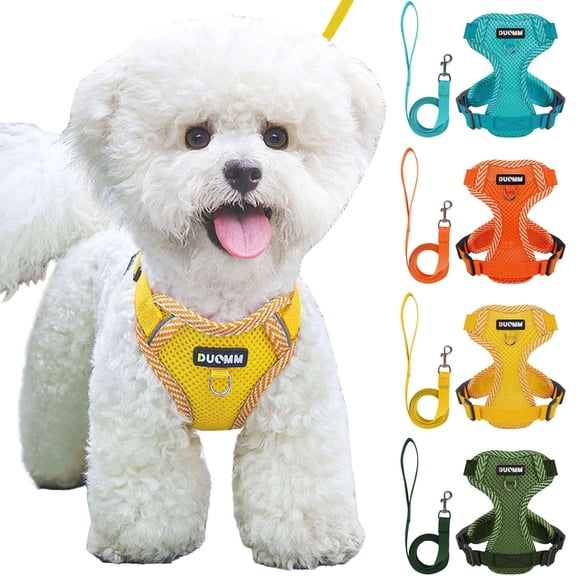 BadPiggies Cat Dog Mesh Harness and Leash Set Reflective Pet Vest Walking Fits Cat Small Dog Puppy (M, Red)