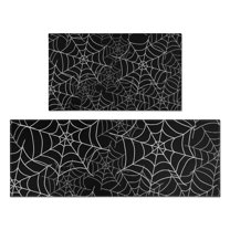 Halloween Spider Webs Kitchen Rugs Sets Of 2,Anti Fatigue Kitchen Mat Rugs Non Slip Washable,Decorative Kitchen Floor Mats for Kitchen,Sink,Laundry,17"x30" 17"x47"