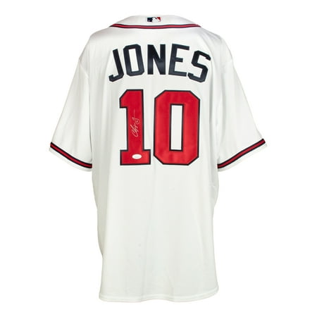 Chipper Jones Signed Atlanta Braves White Majestic Cool Base Baseball Jersey JSA