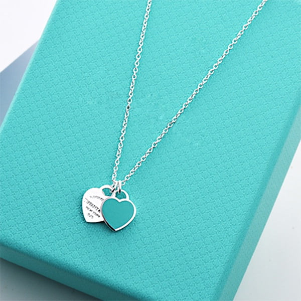 tiffany silver and blue heart necklace